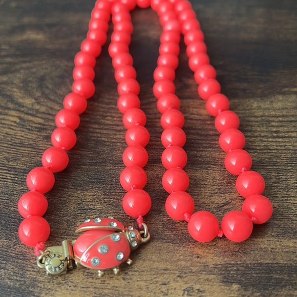 J. Crew Jewelry - J. Crew Rhinestone Ladybug Pink Statement Necklace